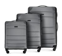 WITTCHEN Valise de Voyage Set de 3 valises Valise à roulettes Bagages à Main ABS 4 roulettes pivotantes Serrure à Combinaison Poignée télescopique Globe Line Gris Air France/Easyjet/Ryanair