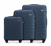 WITTCHEN Valise de Voyage Set de 3 valises Valise à roulettes Bagages à Main en ABS avec 4 roulettes pivotantes Serrure à Combinaison Poignée télescopique Groove Line Bleu Marine