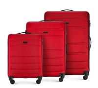 WITTCHEN Valise de Voyage Set de 3 valises Valise à roulettes Bagages à Main en ABS avec 4 roulettes pivotantes Serrure à Combinaison Poignée télescopique Globe Line Rouge
