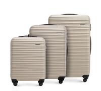 WITTCHEN Valise de Voyage Set de 3 valises Valise à roulettes Bagages à Main ABS 4 roulettes pivotantes Serrure à Combinaison Poignée télescopique Groove Line Beige Air France/Easyjet/Ryanair