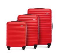 WITTCHEN Valise de Voyage Set de 3 valises Valise à roulettes Bagages à Main Set de valises de Voyage en ABS avec 4 roulettes pivotantes Serrure à Combinaison Poignée télescopique Groove Line Rouge