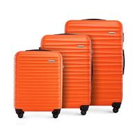 WITTCHEN Valise de Voyage Set de 3 valises Valise à roulettes Bagages à Main ABS 4 roulettes pivotantes Serrure à Combinaison Poignée télescopique Groove Line Orange Air France/Easyjet/Ryanair