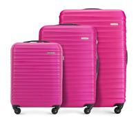 WITTCHEN Valise de Voyage Set de 3 valises Valise à roulettes Bagages à Main ABS 4 roulettes pivotantes Serrure à Combinaison Poignée télescopique Groove Line Rose Air France/Easyjet/Transavia France