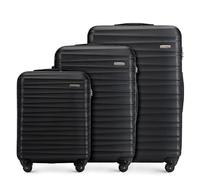 WITTCHEN Valise de Voyage Set de 3 valises Valise à roulettes Bagages à Main ABS 4 roulettes pivotantes Serrure à Combinaison Poignée télescopique Groove Line Noir Air France/Easyjet/Transavia France