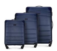 WITTCHEN Valise de Voyage Set de 3 valises Valise à roulettes Bagages à Main ABS 4 roulettes pivotantes Serrure à Combinaison Poignée télescopique Globe Line Bleu Marine Air France/Easyjet/Ryanair