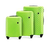 WITTCHEN Valise de Voyage Set de 3 valises Valise à roulettes Bagages à Main en ABS avec 4 roulettes pivotantes Serrure à Combinaison Poignée télescopique Cube Line Citron Vert