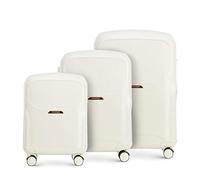 WITTCHEN Valise de Voyage Set de 3 valises Valise à roulettes Bagages à Main en Polycarbonate avec 4 roulettes pivotantes Serrure à Combinaison Poignée télescopique Lady 2 Line Crème