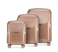 WITTCHEN Valise de Voyage Set de 3 valises Valise à roulettes Bagages à Main en Polycarbonate avec 4 roulettes pivotantes Serrure à Combinaison Poignée télescopique Lady 2 Line Rose trempé