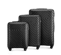 WITTCHEN Valise de Voyage Set de 3 valises Valise à roulettes Bagages à Main Set de valises de Voyage en ABS avec 4 roulettes pivotantes Serrure à Combinaison Poignée télescopique Cube Line Noir