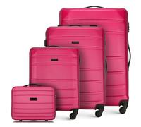 WITTCHEN Valise de Voyage Set de 4 valises Bagages à Main Trousse de Toilette ABS 4 roulettes pivotantes Serrure à Combinaison Poignée télescopique Globe Line Rose Air France/Easyjet/Ryanair