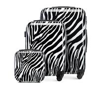 WITTCHEN Valise de Voyage Set de 4 valises Bagages à Main Trousse de Toilette Set de valises en ABS avec 4 roulettes pivotantes Serrure à Combinaison Poignée télescopique Young Line Blanc-Noir