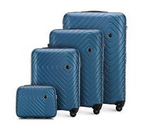 WITTCHEN Valise de Voyage Set de 4 valises Bagages à Main Trousse de Toilette Set de valises en ABS avec 4 roulettes pivotantes Serrure à Combinaison Poignée télescopique Cube Line Bleu foncé