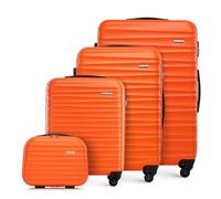 WITTCHEN Valise de Voyage Set de 4 valises Valise à roulettes Bagages à Main Set de valises de Voyage en ABS avec 4 roulettes pivotantes Serrure à Combinaison Poignée télescopique Groove Line Orange