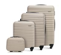 WITTCHEN Valise de Voyage Set de 4 valises Valise à roulettes Bagages à Main Set de valises de Voyage en ABS avec 4 roulettes pivotantes Serrure à Combinaison Poignée télescopique Groove Line Beige