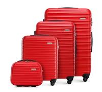 WITTCHEN Valise de Voyage Set de 4 valises Valise à roulettes Bagages à Main Set de valises de Voyage en ABS avec 4 roulettes pivotantes Serrure à Combinaison Poignée télescopique Groove Line Rouge