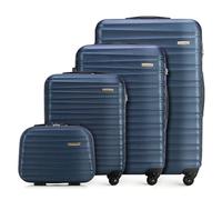 WITTCHEN Valise de Voyage Set de 4 valises Valise à roulettes Bagages à Main en ABS avec 4 roulettes pivotantes Serrure à Combinaison Poignée télescopique Groove Line Bleu Marine