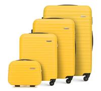 WITTCHEN Valise de Voyage Set de 4 valises Valise à roulettes Bagages à Main ABS 4 roulettes pivotantes Serrure à Combinaison Poignée télescopique Groove Line Jaune Air France/Easyjet/Ryanair