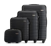 WITTCHEN Valise de Voyage Set de 4 valises Valise à roulettes Bagages à Main Set de valises de Voyage en ABS avec 4 roulettes pivotantes Serrure à Combinaison Poignée télescopique Groove Line Noir