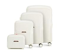 WITTCHEN Valise de Voyage Set de 4 valises Valise à roulettes Bagages à Main en Polycarbonate avec 4 roulettes pivotantes Serrure à Combinaison Poignée télescopique Lady 2 Line Crème