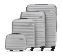 WITTCHEN Valise de Voyage Set de 4 valises Valise à roulettes Bagages à Main Set de valises de Voyage en ABS avec 4 roulettes pivotantes Serrure à Combinaison Poignée télescopique Groove Line Gris