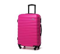 WITTCHEN Valise de Voyage Valise Moyenne Valise à roulettes ABS Trolley 4 roulettes Spinner Serrure à Combinaison Poignée télescopique Groove Line Taille L Rose Air France/Easyjet/Transavia France