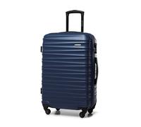 WITTCHEN Valise de Voyage Valise Moyenne Valise à roulettes ABS Trolley 4 roulettes Spinner Serrure à Combinaison Poignée télescopique Groove Line Taille L Bleu Marine Air France/Easyjet/Ryanair