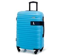 WITTCHEN Valise de Voyage Valise Moyenne Valise à roulettes ABS Trolley avec 4 roulettes Spinner Serrure à Combinaison Poignée télescopique Groove Line Taille L Bleu