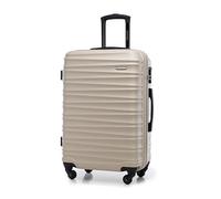 WITTCHEN Valise de Voyage Valise Moyenne Valise à roulettes ABS Trolley avec 4 roulettes Spinner Serrure à Combinaison Poignée télescopique Groove Line Taille L Beige