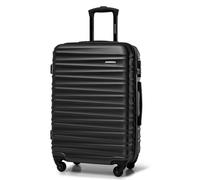 WITTCHEN Valise de Voyage Valise Moyenne Valise à roulettes ABS Trolley 4 roulettes Spinner Serrure à Combinaison Poignée télescopique Groove Line Taille L Noir Air France/Easyjet/Transavia France