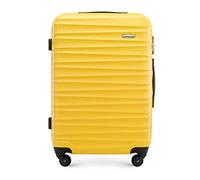 WITTCHEN Valise de Voyage Valise Moyenne Valise à roulettes ABS Trolley 4 roulettes Spinner Serrure à Combinaison Poignée télescopique Groove Line Taille L Jaune Air France/Easyjet/Transavia France