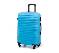 WITTCHEN Valise de Voyage Valise Moyenne Valise à roulettes ABS Trolley 4 roulettes Spinner Serrure à Combinaison Poignée télescopique Groove Line Taille L Bleu Air France/Easyjet/Transavia France