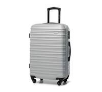 WITTCHEN Valise de Voyage Valise Moyenne Valise à roulettes ABS Trolley 4 roulettes Spinner Serrure à Combinaison Poignée télescopique Groove Line Taille L Gris Air France/Easyjet/Transavia France