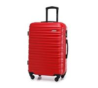 WITTCHEN Valise de Voyage Valise Moyenne Valise à roulettes ABS Trolley 4 roulettes Spinner Serrure à Combinaison Poignée télescopique Groove Line Taille L Rouge Air France/Easyjet/Transavia France