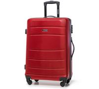 WITTCHEN Valise de Voyage Valise Moyenne Valise à roulettes ABS Trolley avec 4 roulettes Spinner Serrure à Combinaison Poignée télescopique Globe Line Taille L Rouge Air France/Easyjet/Ryanair