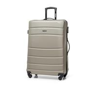 WITTCHEN Valise Grande Taille de Voyage Valise à roulettes Coque Rigide ABS 4 roulettes Spinner Serrure à Combinaison Poignée télescopique Globe Line Taille XL Champagne Air France/Easyjet/Ryanair