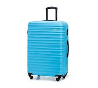 WITTCHEN Valise Grande Taille Valise de Voyage à roulettes Coque Rigide ABS 4 roulettes Spinner Serrure à Combinaison Poignée télescopique Groove Line Taille XL Bleu Air France/Easyjet/Ryanair