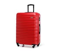 WITTCHEN Valise Grande Taille Valise de Voyage à roulettes Coque Rigide ABS 4 roulettes Spinner Serrure à Combinaison Poignée télescopique Groove Line Taille XL Rouge Air France/Easyjet/Ryanair
