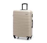 WITTCHEN Valise Grande Taille Valise de Voyage à roulettes Coque Rigide ABS 4 roulettes Spinner Serrure à Combinaison Poignée télescopique Groove Line Taille XL Beige Air France/Easyjet/Ryanair