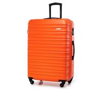 WITTCHEN Valise Grande Taille Valise de Voyage à roulettes Coque Rigide ABS 4 roulettes Spinner Serrure à Combinaison Poignée télescopique Groove Line Taille XL Orange Air France/Easyjet/Ryanair