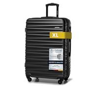WITTCHEN Valise Grande Taille Valise de Voyage à roulettes Coque Rigide ABS 4 roulettes Spinner Serrure à Combinaison Poignée télescopique Groove Line Taille XL Noir Air France/Easyjet/Ryanair
