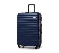 WITTCHEN Valise Grande Taille Valise de Voyage à roulettes Coque Rigide ABS Spinner Serrure à Combinaison Poignée télescopique Groove Line Taille XL Bleu Marine Air France/Easyjet/Transavia France
