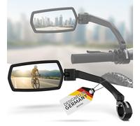 Wittkop Miroir vélo | Grand champ de vision HD | 360° pivotant & escamotable | Montage en haut & en bas | Incassable & Durable | Rétroviseur convexe pour vélo, e-bike | Gauche, guidon, ebike