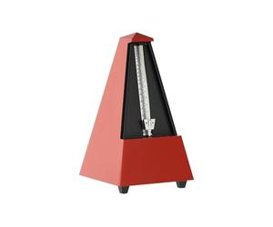 Wittner Metronome Taktell Forme Pyramide Système Maelzel Série Designer - Boîtier en plastique - Avec cloche - Rouge foncé - Mécanique à remonter - Pas de piles nécessaires - Fabriqué en Allemagne