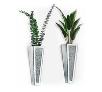 Wittolins Lot de 2 vases muraux en Cristal à Suspendre avec Miroir - Décoration d'intérieur pour Salon, Salle à Manger, Chambre à Coucher - 28 cm de Haut