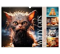 WITTY CATS Cool sayings (Wall Calendar 2026 DIN A3 landscape), CALVENDO 12 Month Wall Calendar: Cute furry friends with amusing quips