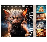 WITTY CATS Cool sayings (Wall Calendar 2026 DIN A4 landscape), CALVENDO 12 Month Wall Calendar: Cute furry friends with amusing quips