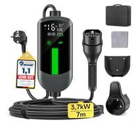 WityCharge Chargeur Voiture Electrique 3,7kW - 7M/6-16A Cable Recharge Voiture Electrique avec Support Mural Sac, Chargeur Retardé, Numérique LCD, IP65, Compatible avec EVs(IEC 62196-2) & PHEVS