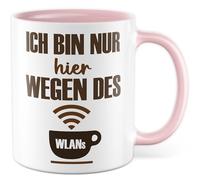 Witz Tasse avec inscription en allemand « Geschenk Ich bin nur hier wegen des WLANs » - Tasse à café en céramique - 330 ml - Pour café, bureau