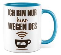 Witz Tasse avec inscription en allemand « Geschenk Ich bin nur hier wegen des WLANs » - Tasse à café en céramique - 330 ml - Pour café, bureau