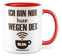Witz Tasse avec inscription en allemand « Geschenk Ich bin nur hier wegen des WLANs » - Tasse à café en céramique - 330 ml - Pour café, bureau